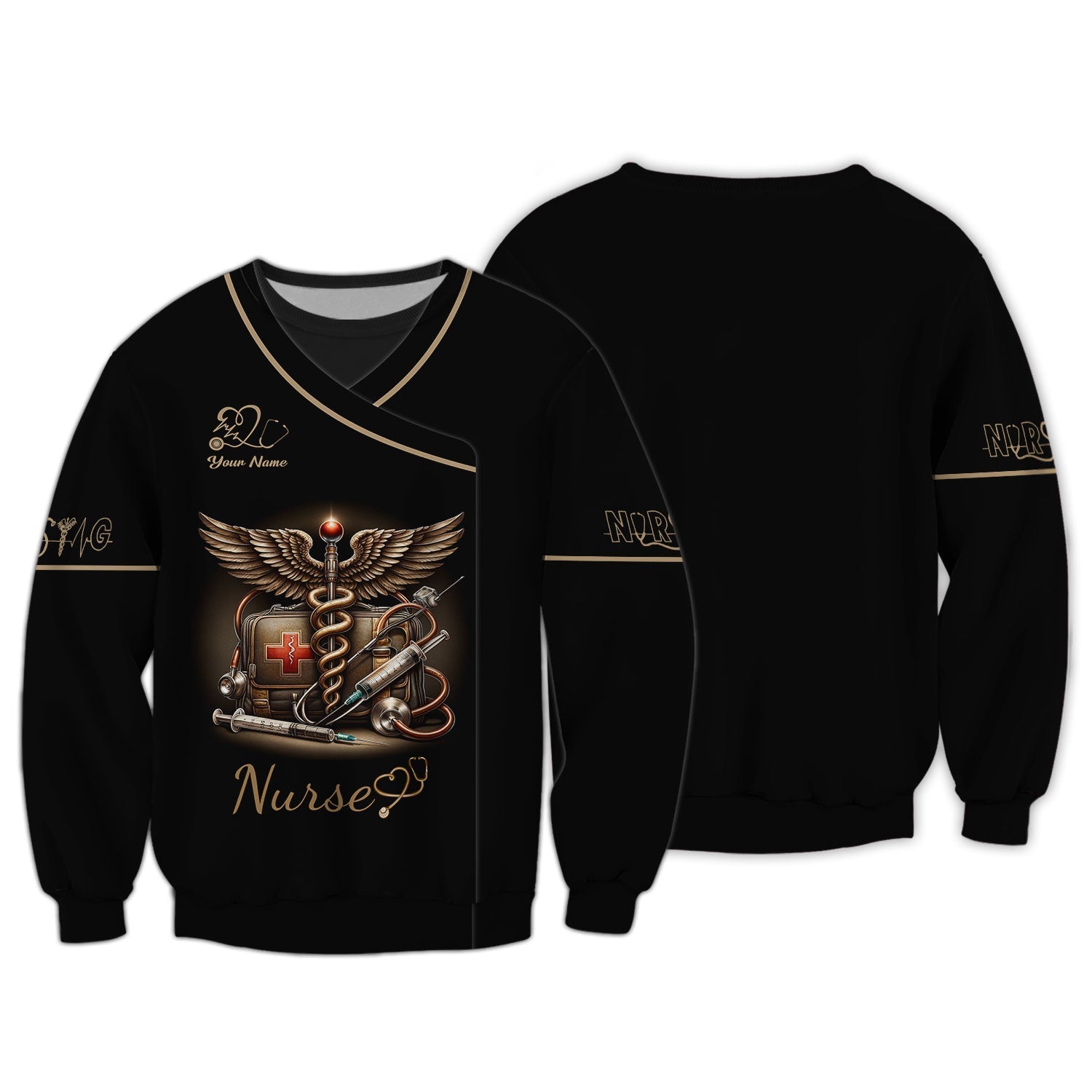 Blisscorners Personalized Nurse Shirt - Classic Medical Symbols Design for Healthcare Professionals