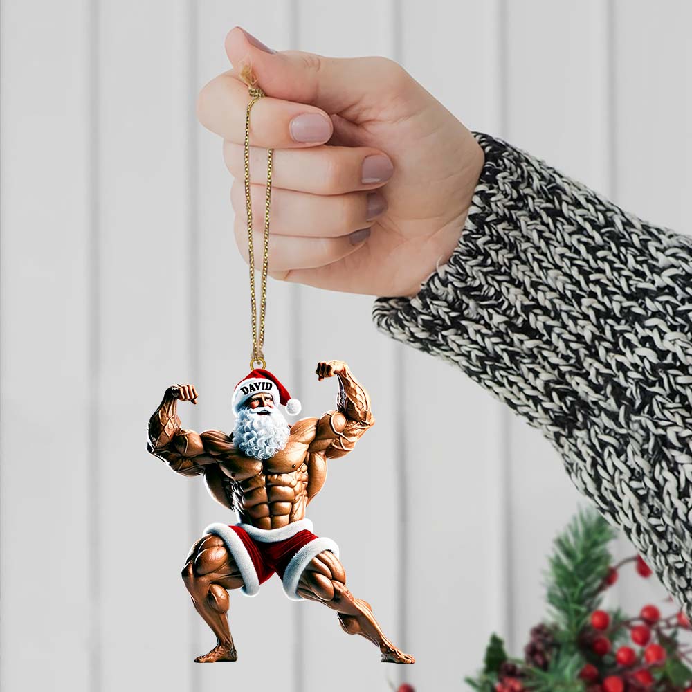 Blisscorners Santa Bodybuilder Christmas Ornament, Personalized Ornament2D Flat LM2211
