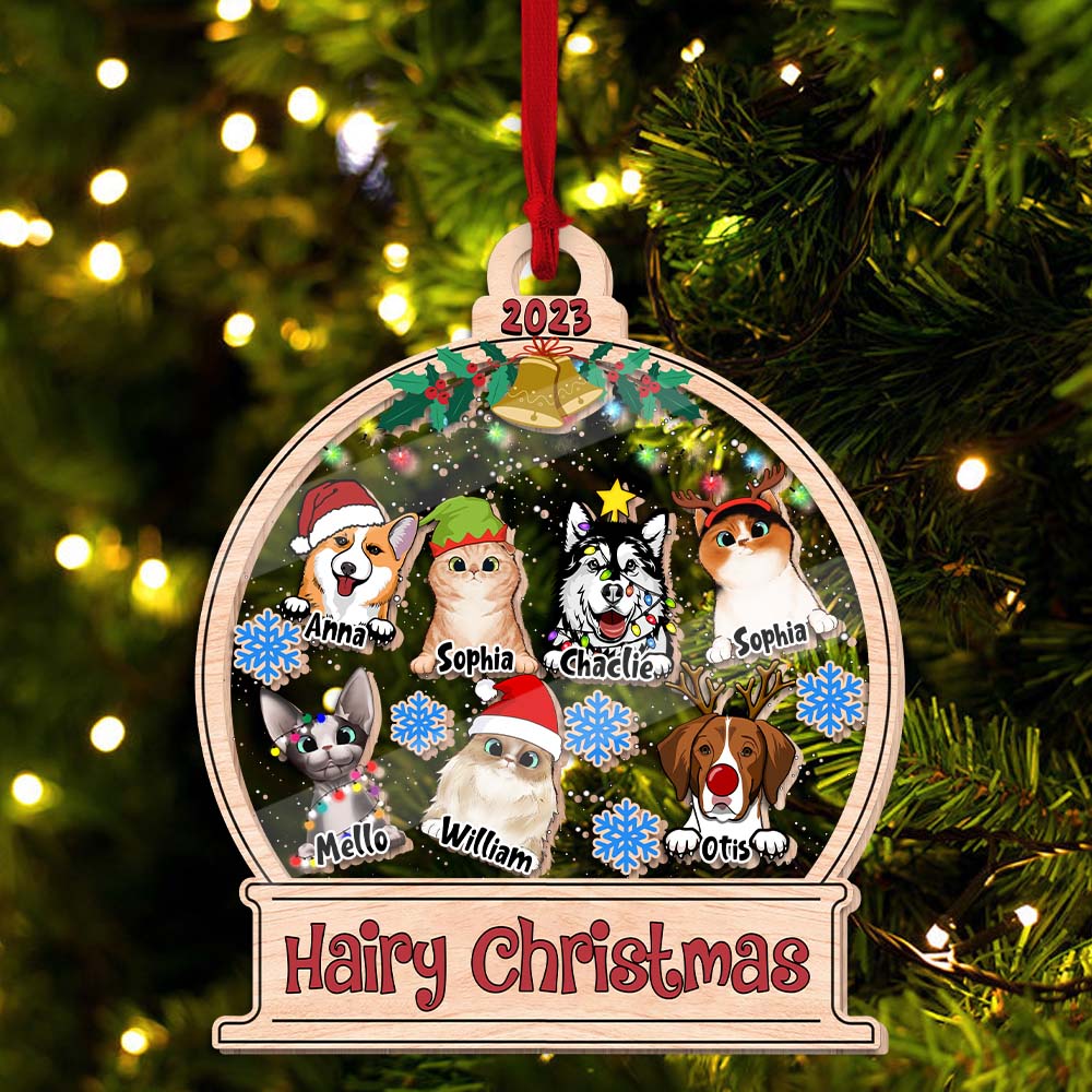 Blisscorners Personalized Ornament - Hairy Christmas - Pet Christmas - Custom Shaker Ornament2D Flat LM2111