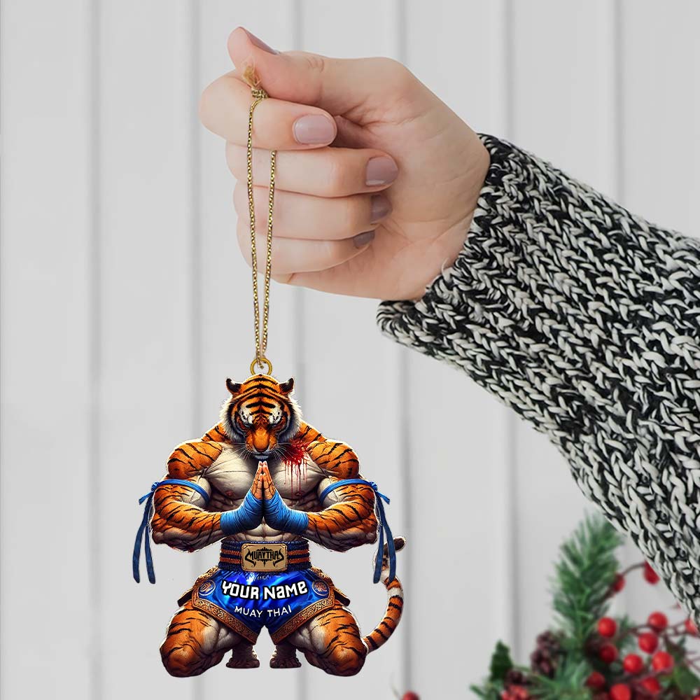 Blisscorners Custom Name Muay Thai Ornament, Christmas Gift for Muay Thai Lover2D Flat LM2211