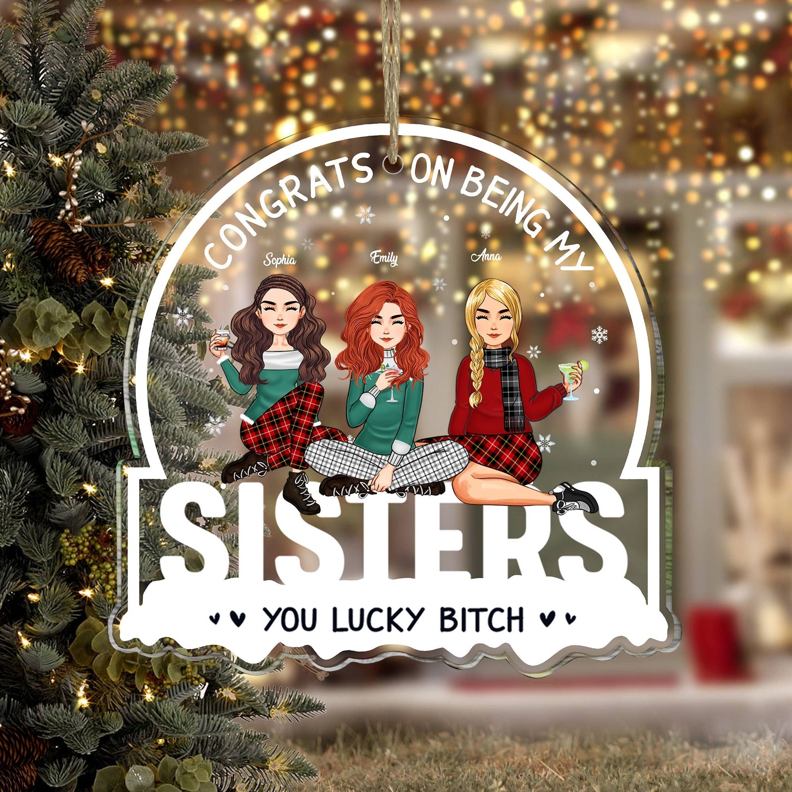 Blisscorners Congrats On Being My Family - Custom Appearances, Title And Names Christmas Gift - Personalized Acrylic Ornament2D Flat LM2111