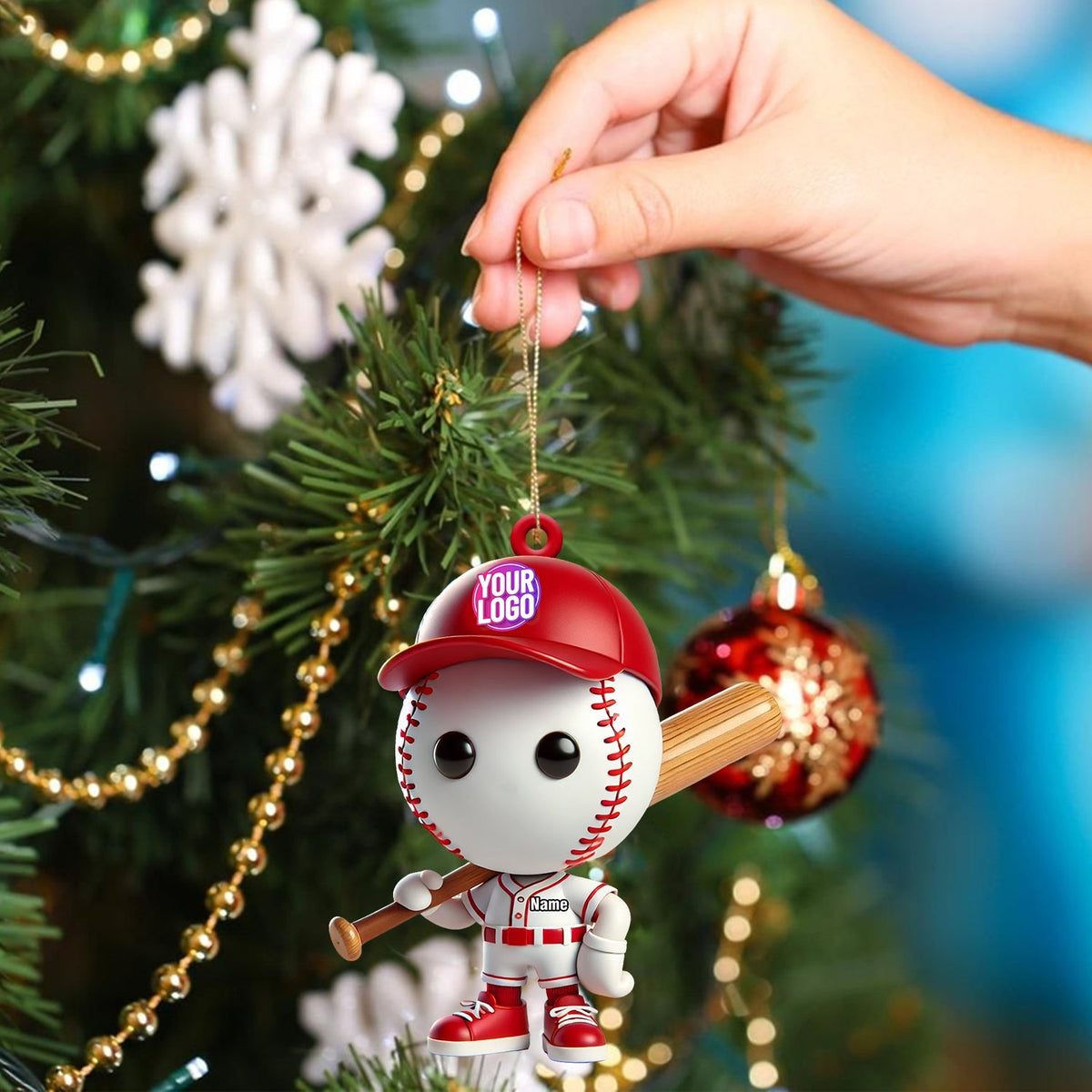 Blisscorners Baseball Christmas Ornament, Personalized Ornament2D Flat LM2211