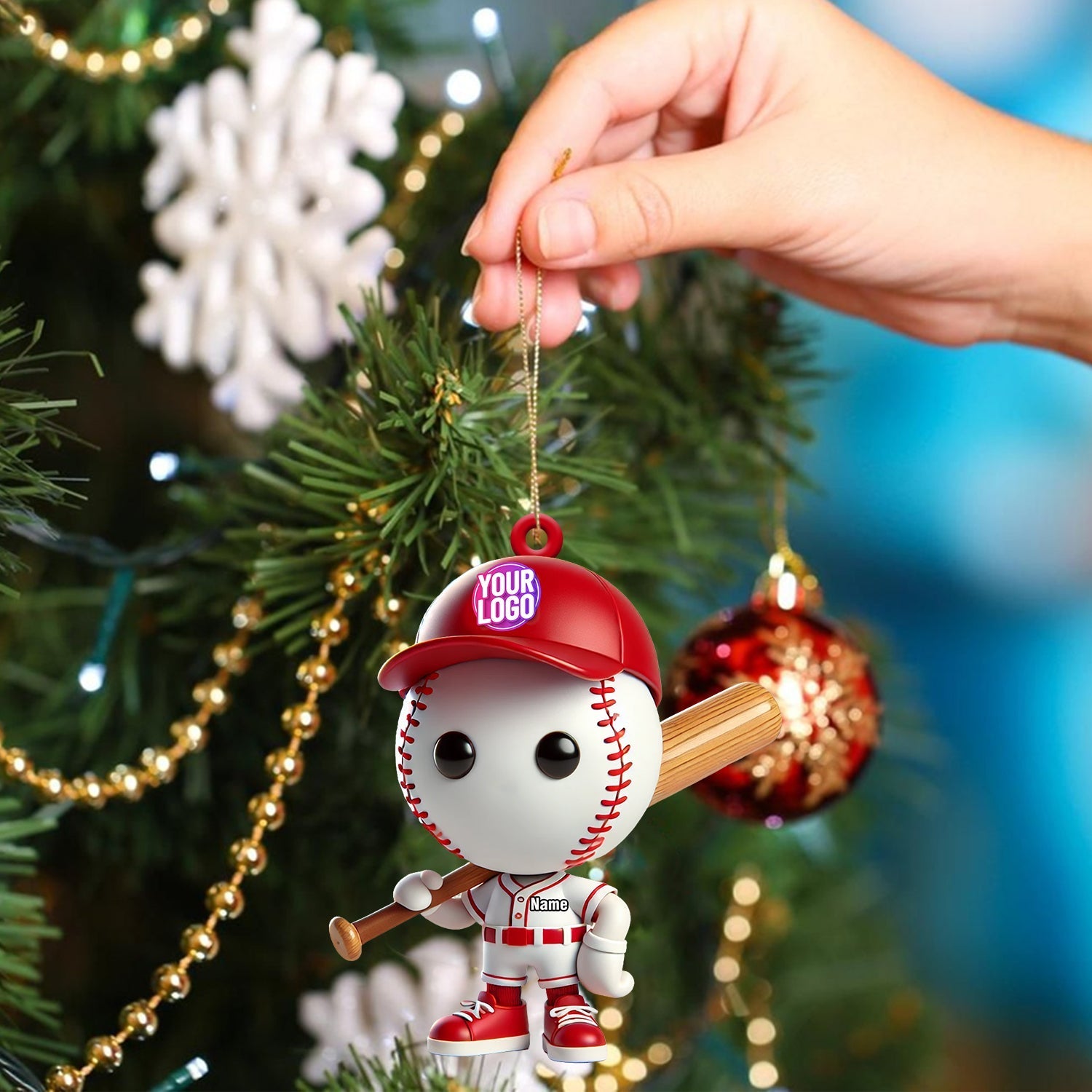 Blisscorners Baseball Christmas Ornament, Personalized Ornament2D Flat LM2211