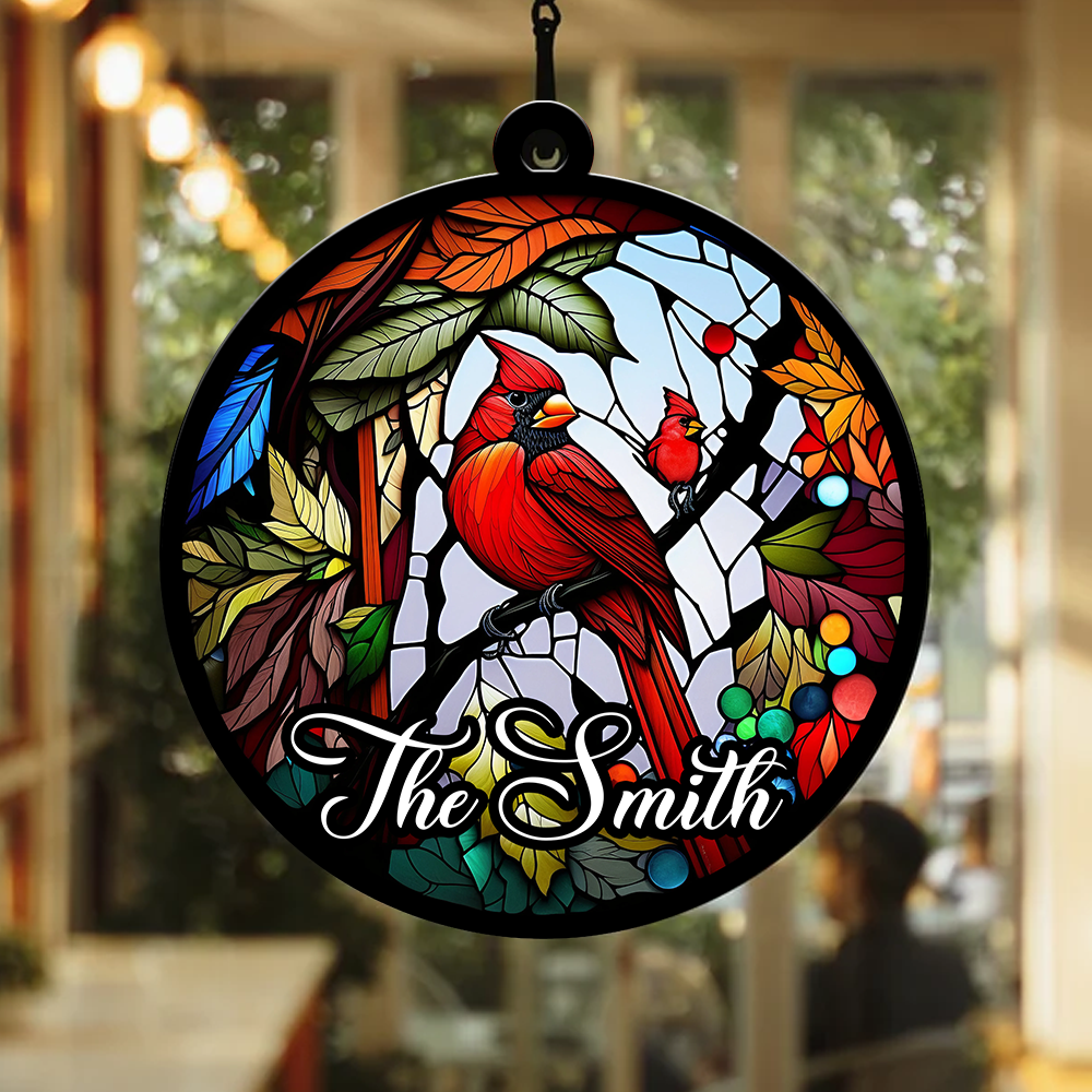 Blisscorners Cardinal Remembrance Gifts - Custom Background And Name - Personalized Acrylic Ornament - Window Ornament2D Flat LM2111