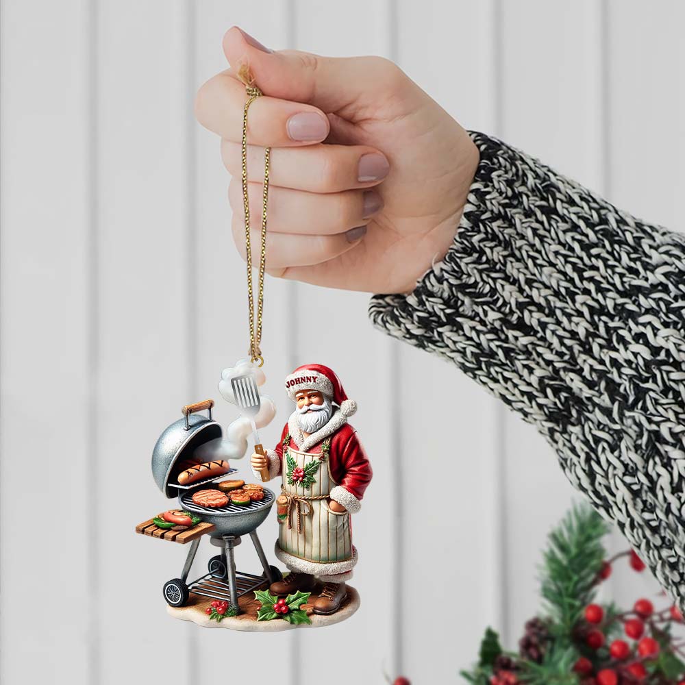Blisscorners Custom Name Santa Grill Ornament, Christmas Gift2D Flat LM2211