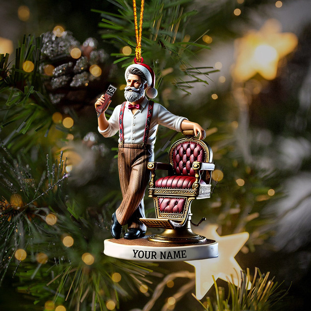 Blisscorners Santa Barber Christmas Ornament, Personalized Ornament2D Flat LM2211