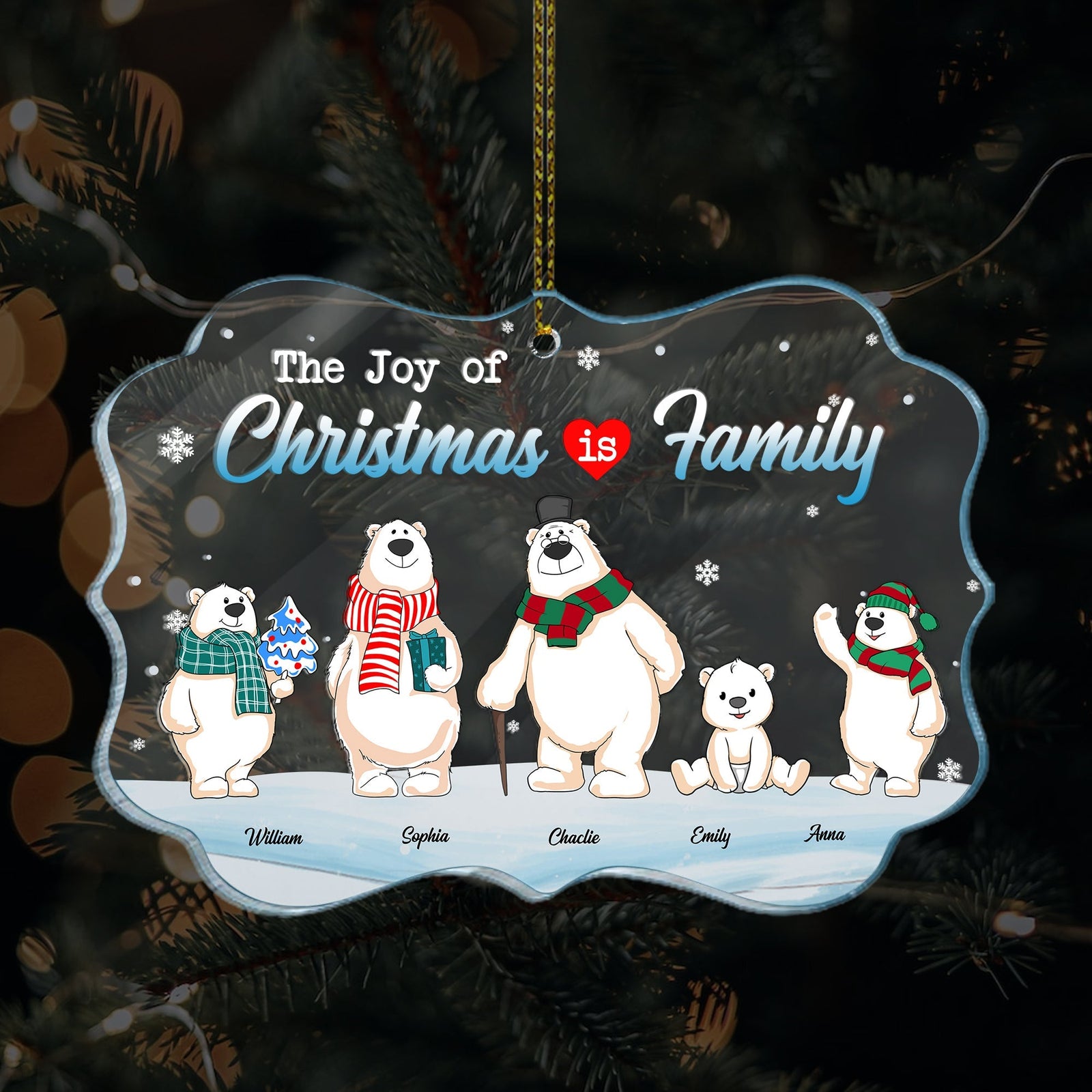 Blisscorners The Joy Of Christmas Is Family - Custom Appearances And Names Christmas Gift - Personalized Acrylic Ornament2D Flat LM2111