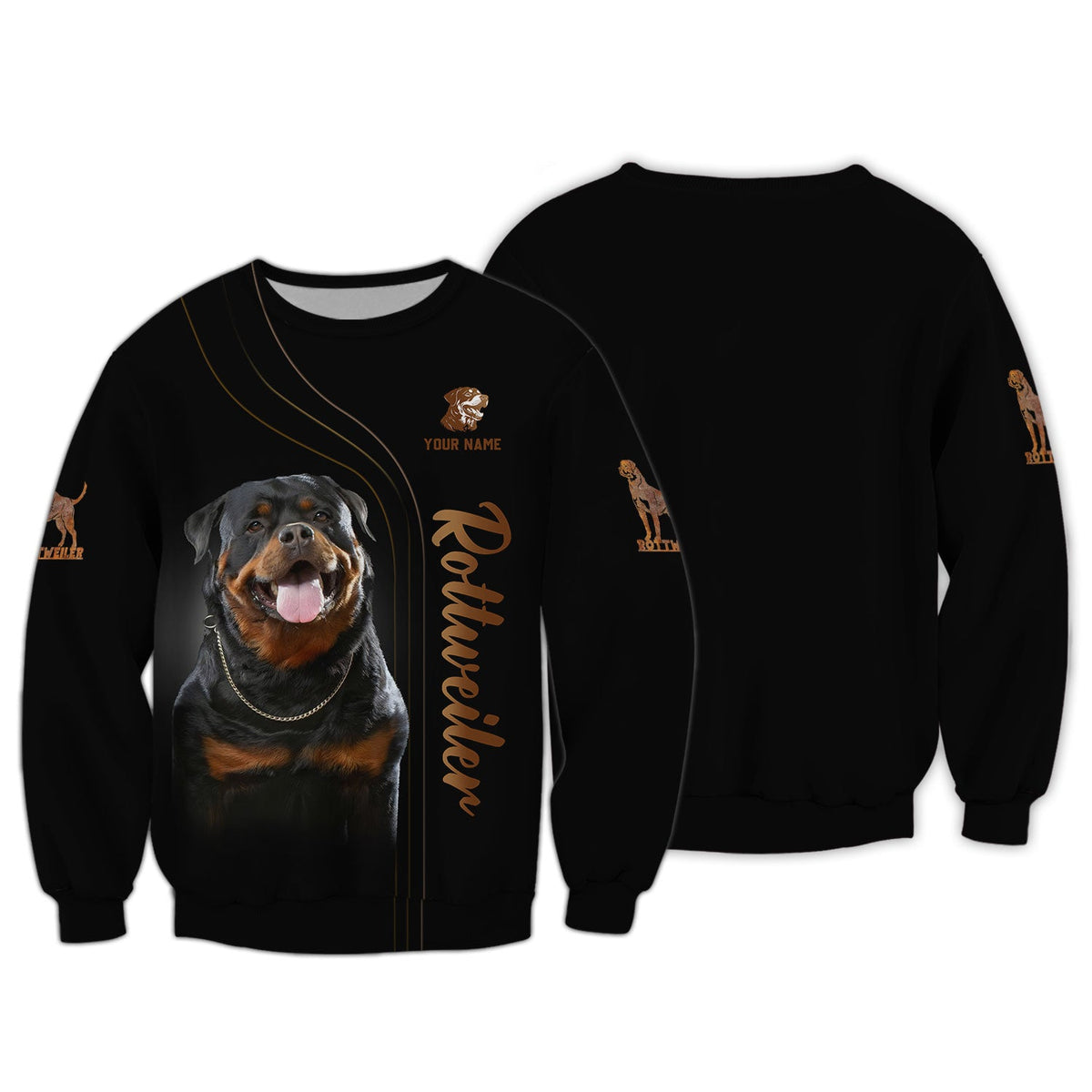 Blisscorners 3D Full Print Rottweiler Dog T-Shirts Personalized Name Gift For Dogs Lovers