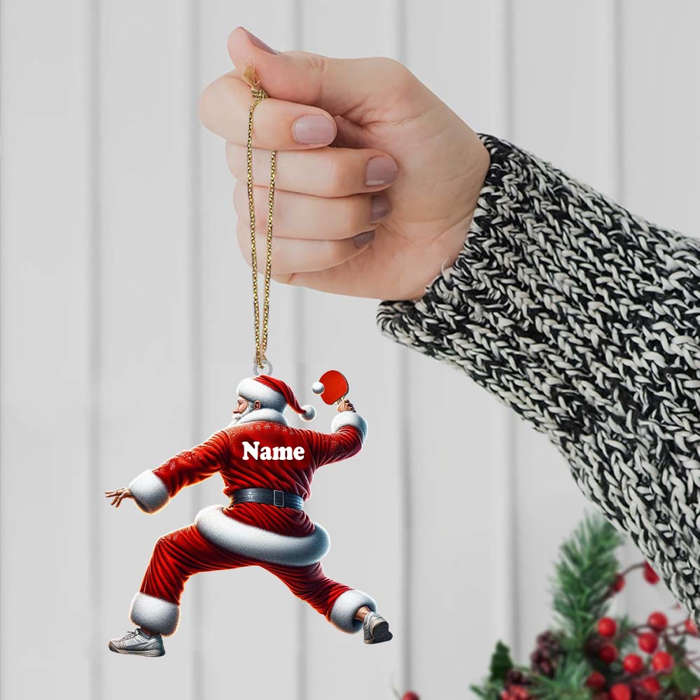 Blisscorners Custom Name Ping Pong Santa Ornament, Ping Pong Christmas Gift2D Flat LM2111