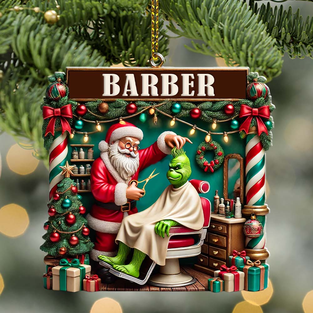 Blisscorners Custom Barber Santa Ornament, Personalized Ornament2D Flat LM2211