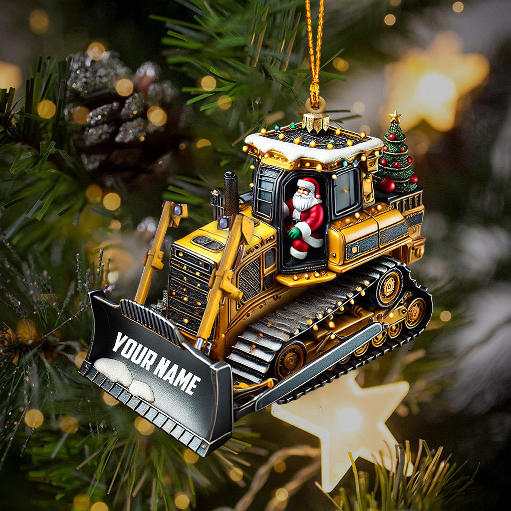 Blisscorners Santa Rides Snowplow Christmas Ornament, Personalized Ornament2D Flat LM2211