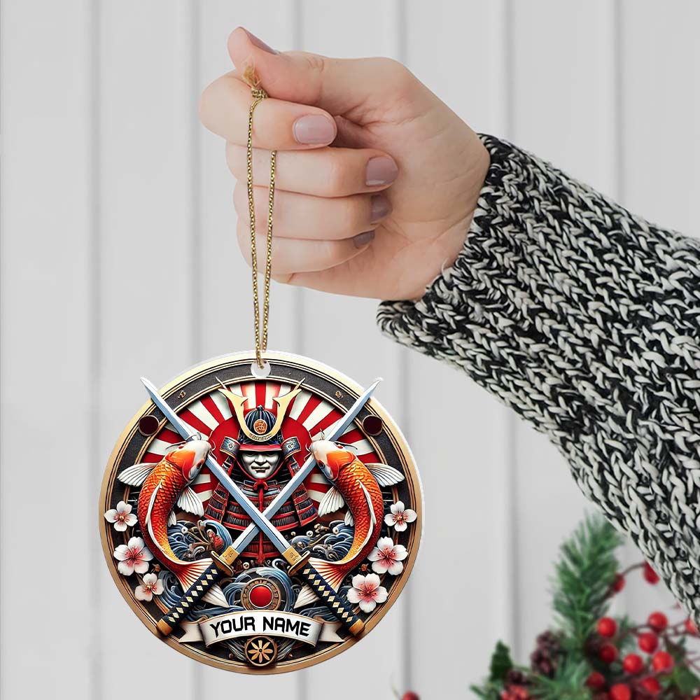 Blisscorners Custom Name Japan Samurai Ornament, Christmas Gift for Samurai Lover2D Flat LM2211