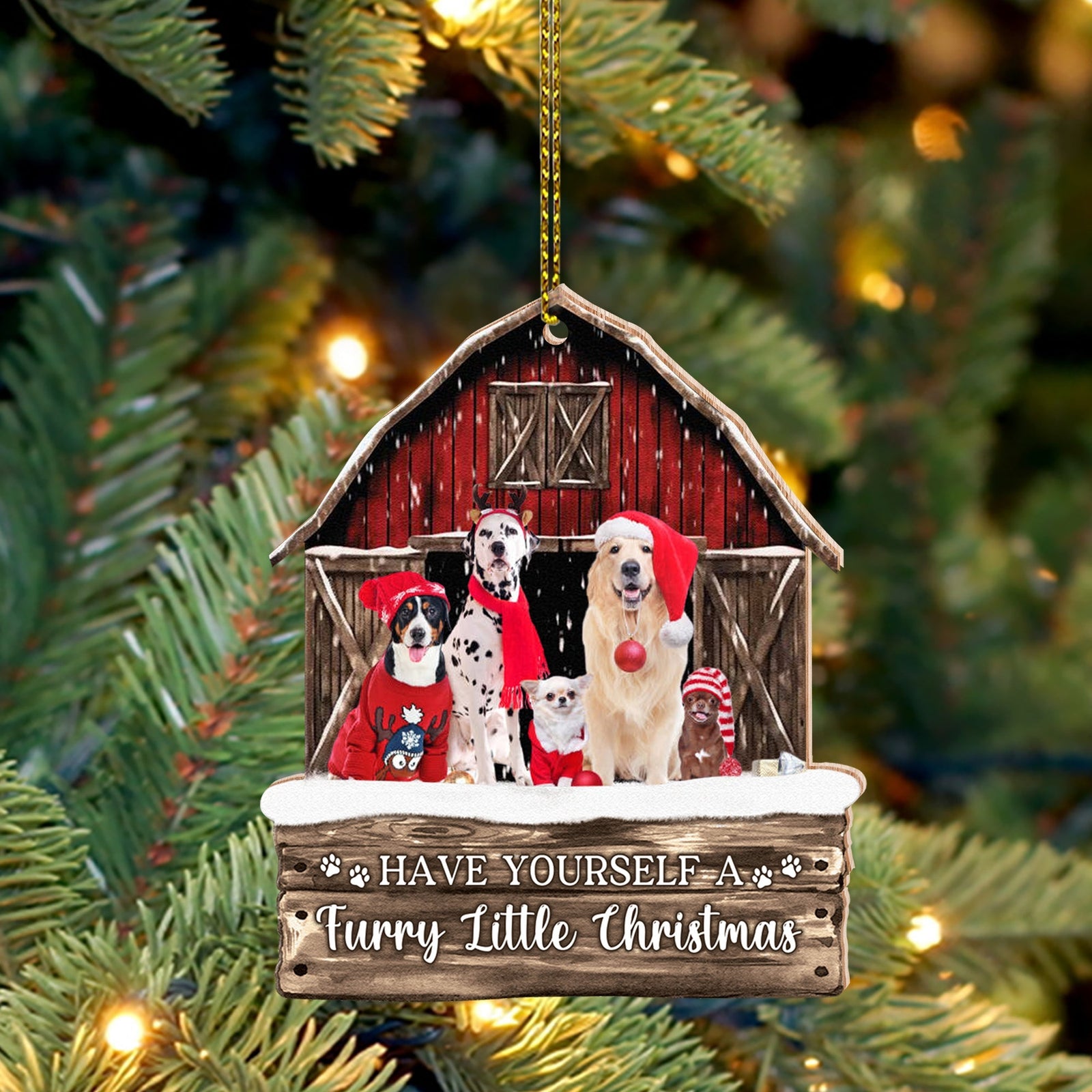 Blisscorners Pet House Christmas, Custom Photo And Quote - Personalized Custom Shaped Wooden Ornament - Gift For Pet Lover, Christmas Gift2D Flat LM2111