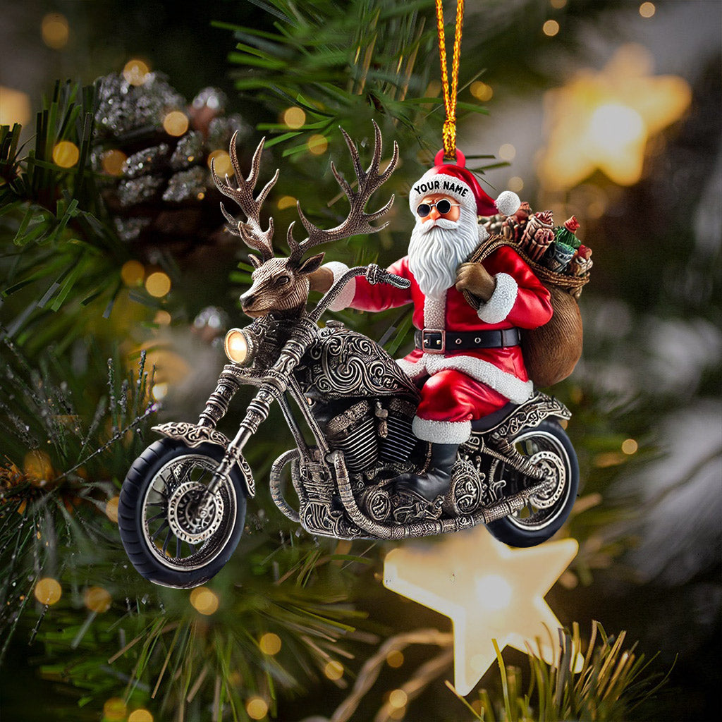 Blisscorners Moto Santa Home Decor Christmas Ornament, Personalized Ornament2D Flat LM2211