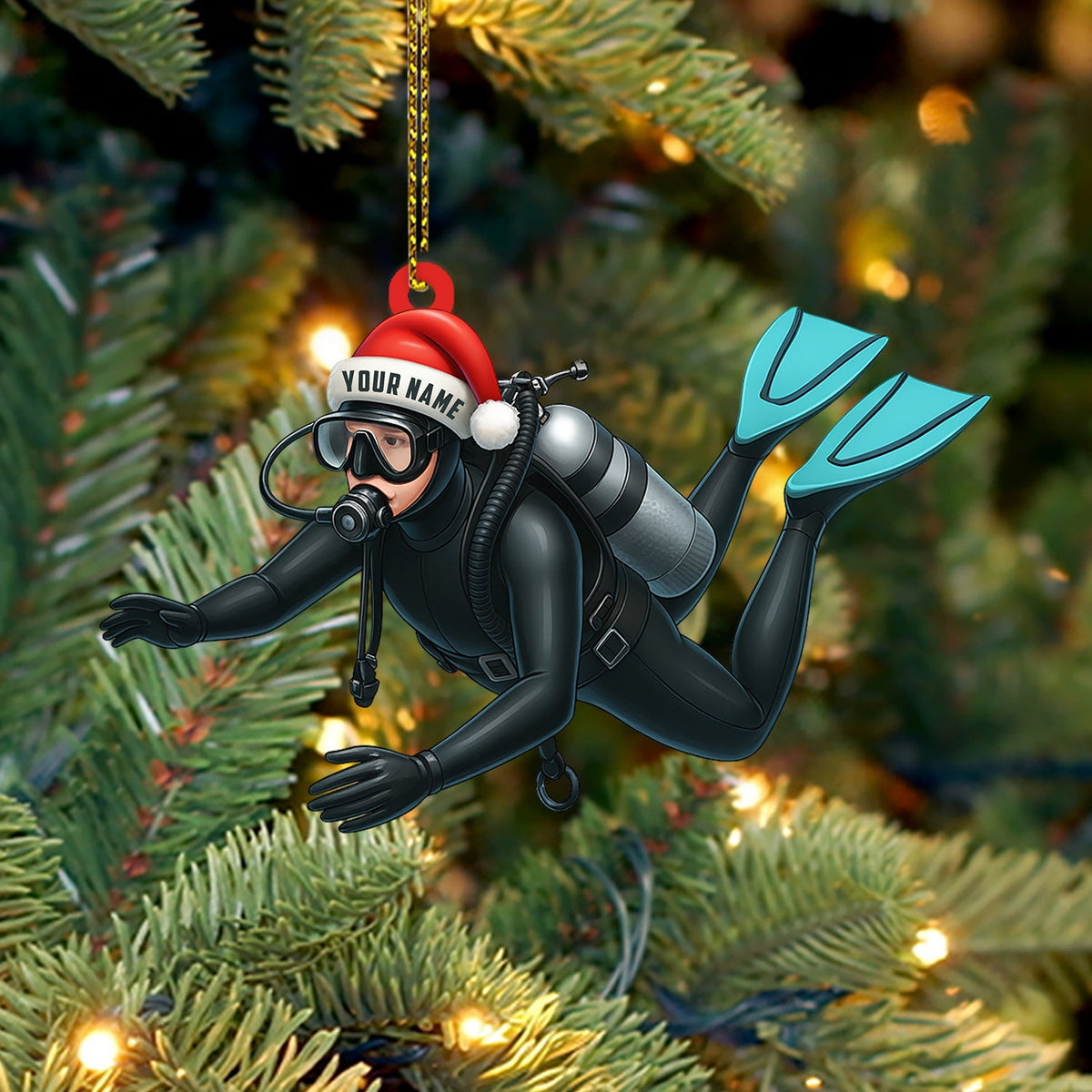 Blisscorners Diver Santa, Home Decor, Christmas Ornament, Personalized Ornament2D Flat LM2111