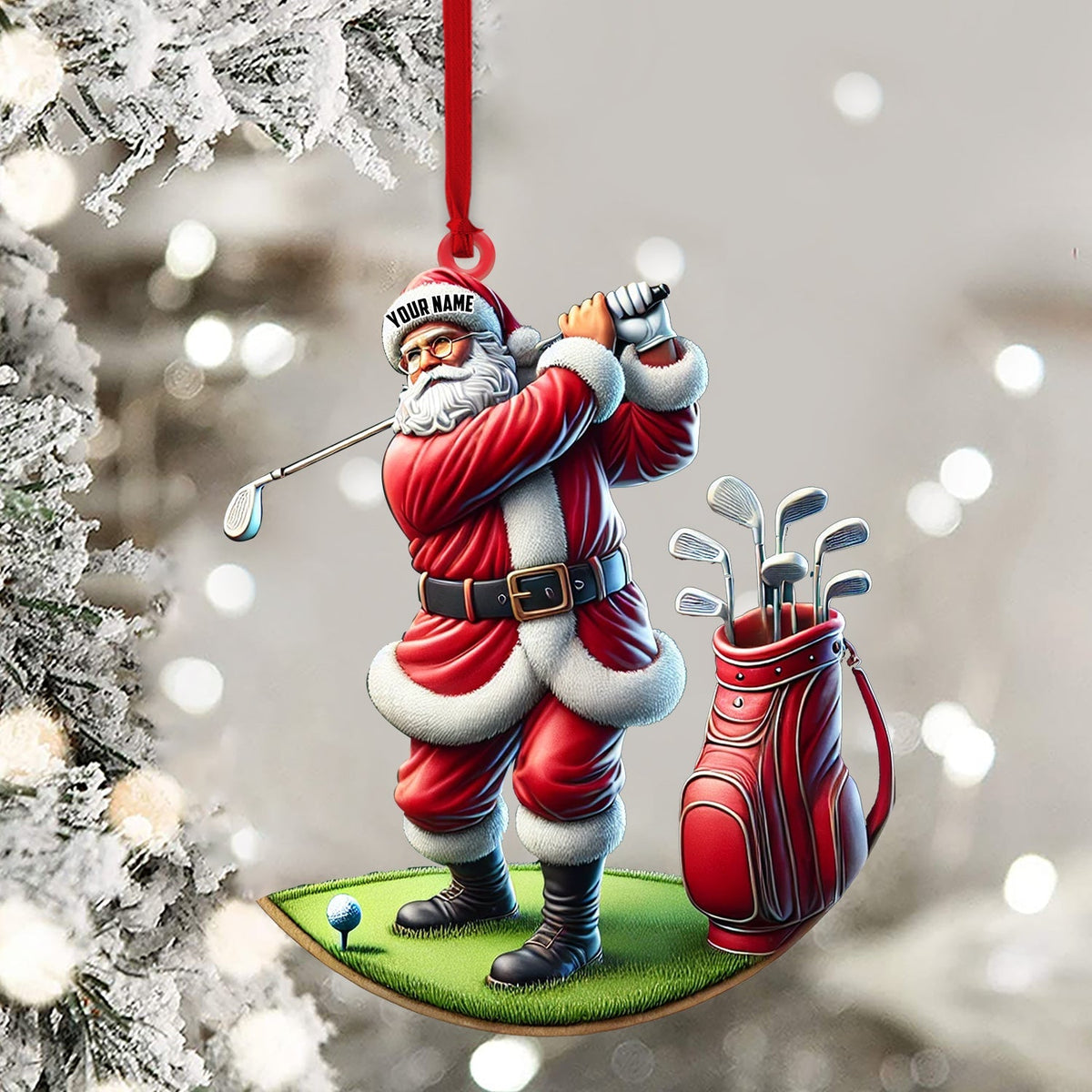 Blisscorners Santa Golf Christmas Ornament, Personalized Ornament2D Flat LM2211