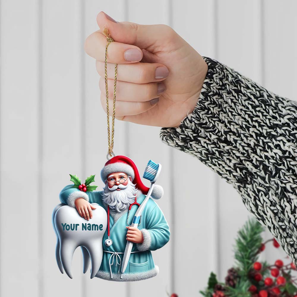 Blisscorners Santa Dentist Ornament, Personalized Ornament2D Flat LM2211