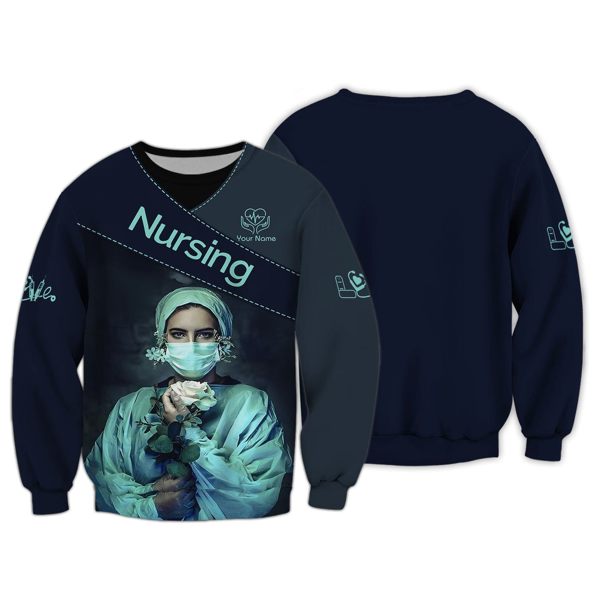 Blisscorners Personalized Nurse Shirt - Elegant Floral Elegance Meets Professional Pride