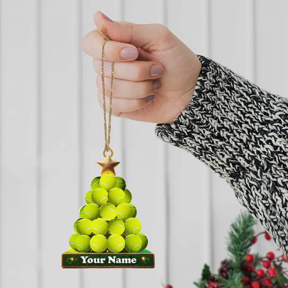 Blisscorners Tennis Ball Tree Christmas Ornament, Personalized Ornament42D Flat LM2211