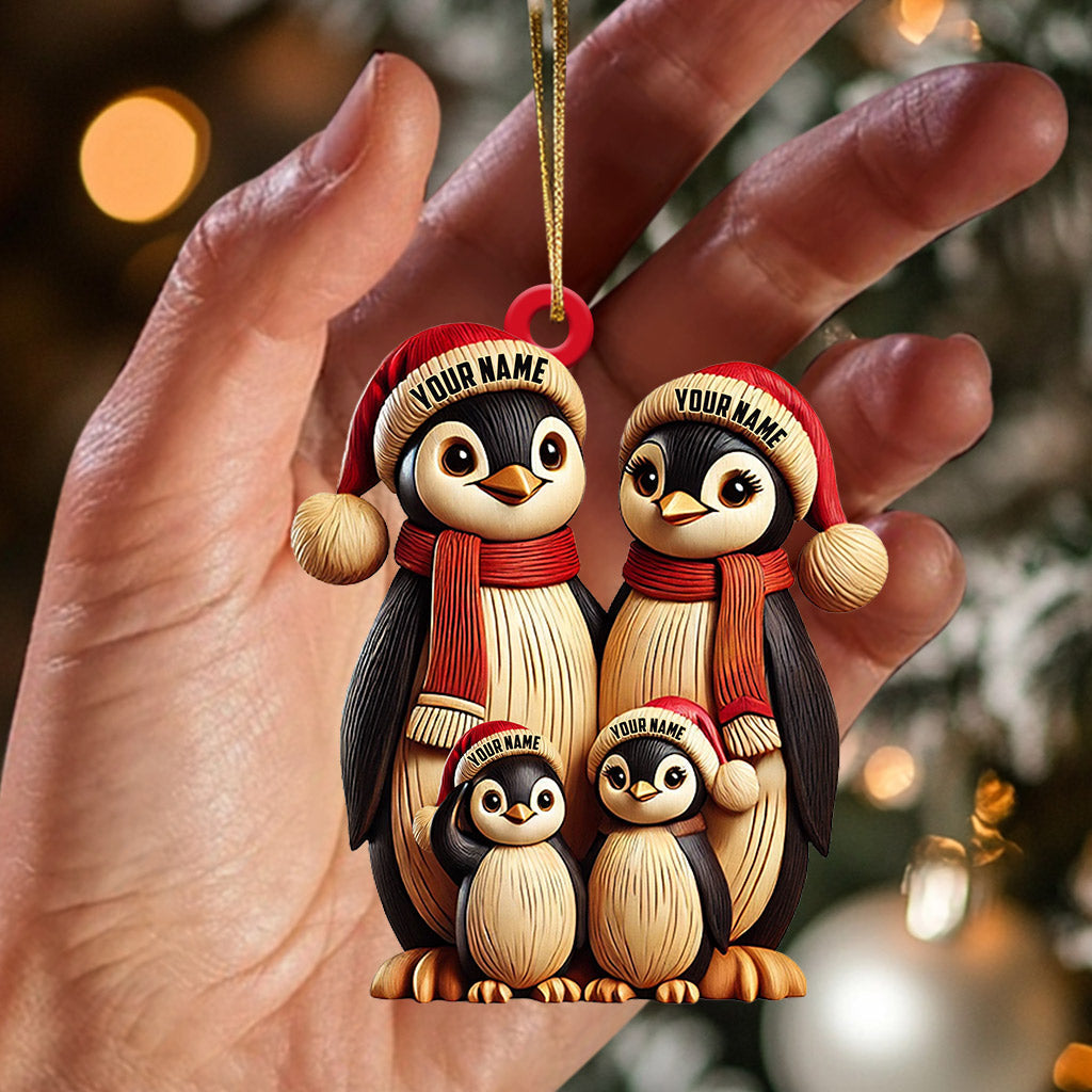 Blisscorners Penguin Family Christmas Ornament, Personalized Ornament2D Flat LM2211