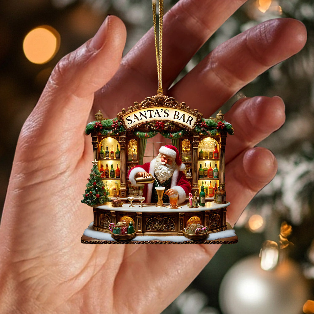 Blisscorners Santa's Bar Christmas Ornament, Bartender Ornament, Personalized Ornament2D Flat LM2211