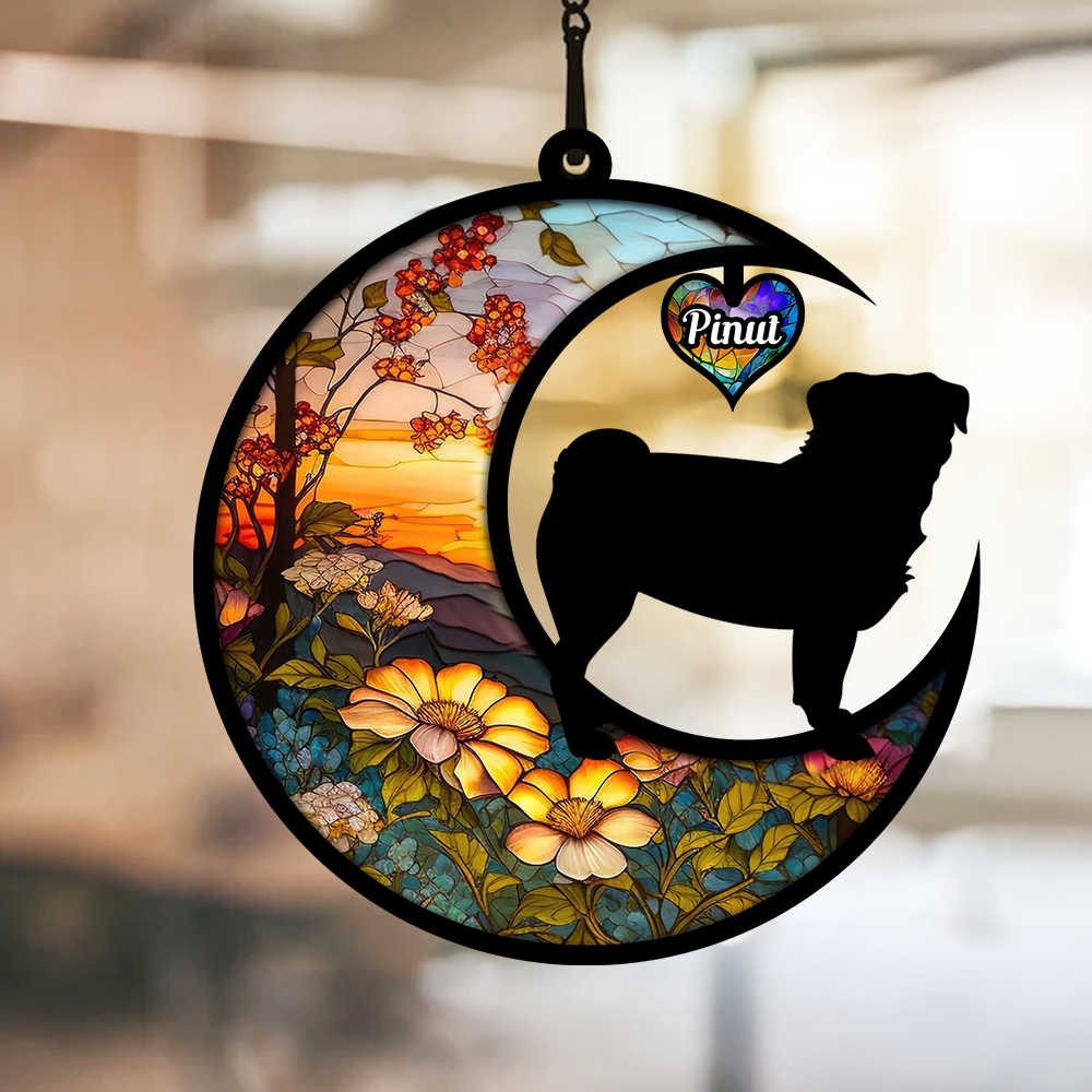 Blisscorners Custom Background And Name, Dog Breed Personalized Ornament, Window Ornament2D Flat LM2111
