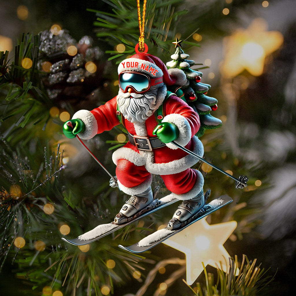 Blisscorners Santa Skiing Christmas Ornament, Personalized Ornament2D Flat LM2211