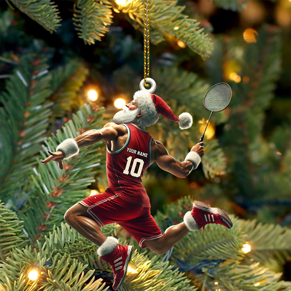 Blisscorners Custom Badminton Santa Ornament, Personalized Ornament2D Flat LM2211