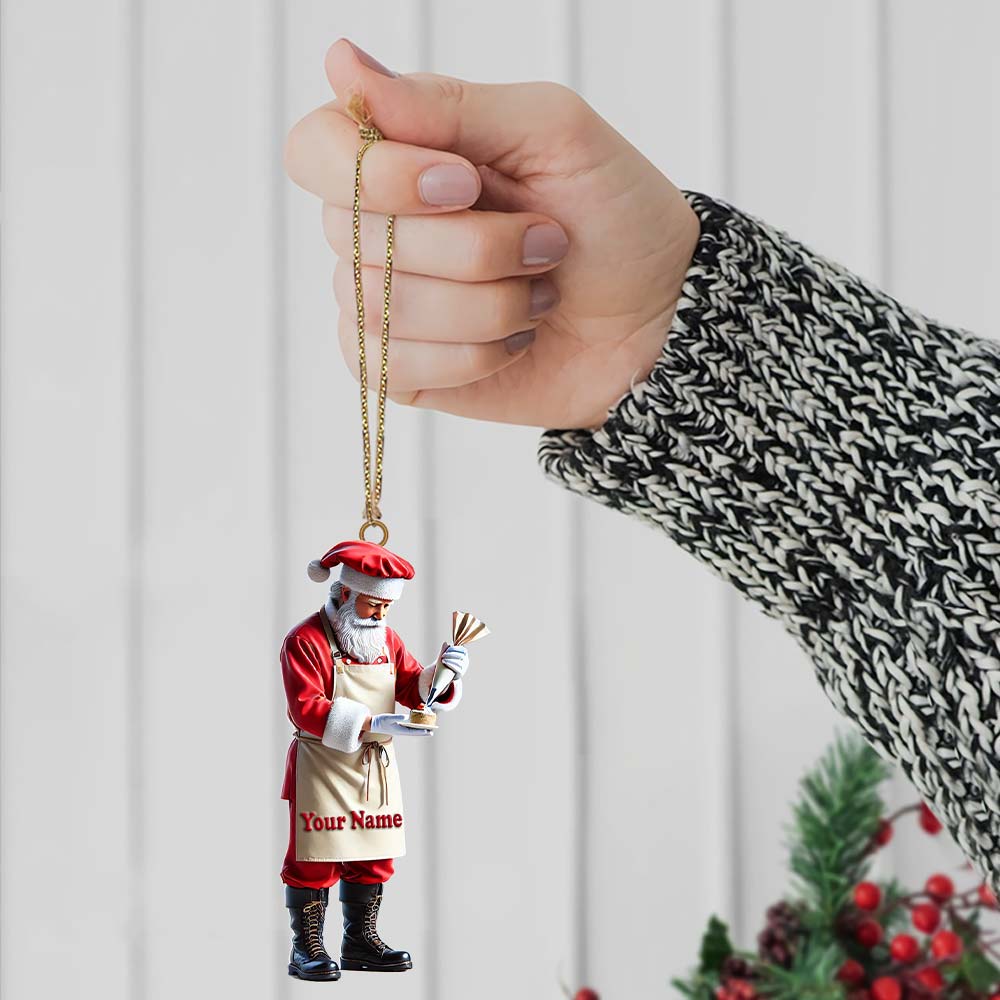 Blisscorners Custom Name Bakery Santa Ornament, Christmas Gift2D Flat LM2211