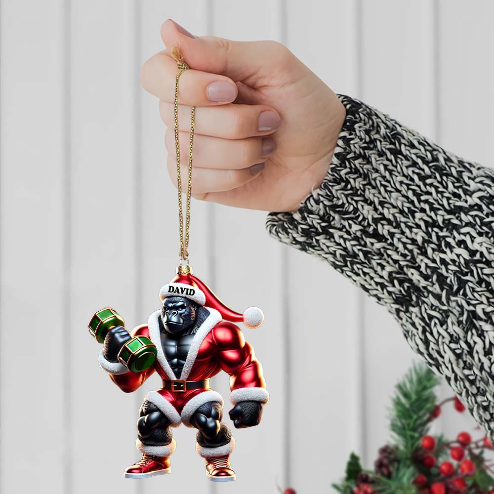 Blisscorners Black Kong Dumbbell Lift Christmas Ornament, Personalized Ornament2D Flat LM2211