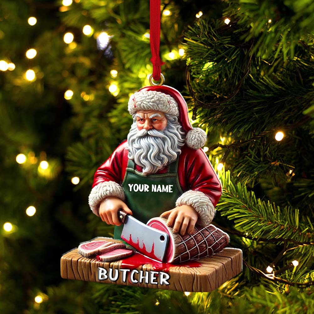 Blisscorners Custom Santa Butcher Ornament, Personalized Ornament2D Flat LM2211