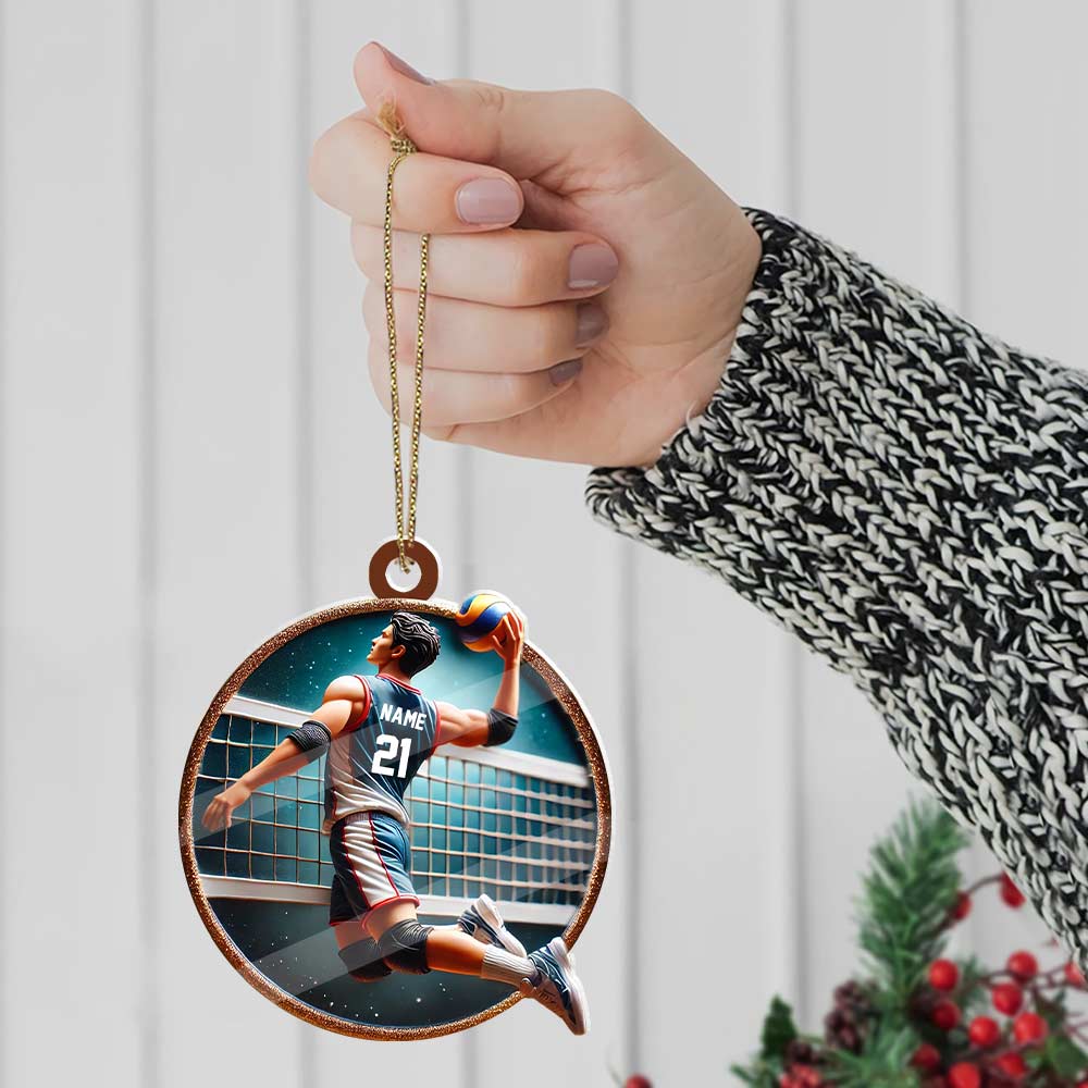 Blisscorners Custom Name and Number Handball Ornament, Christmas Gift for Handball Lover72D Flat LM2211