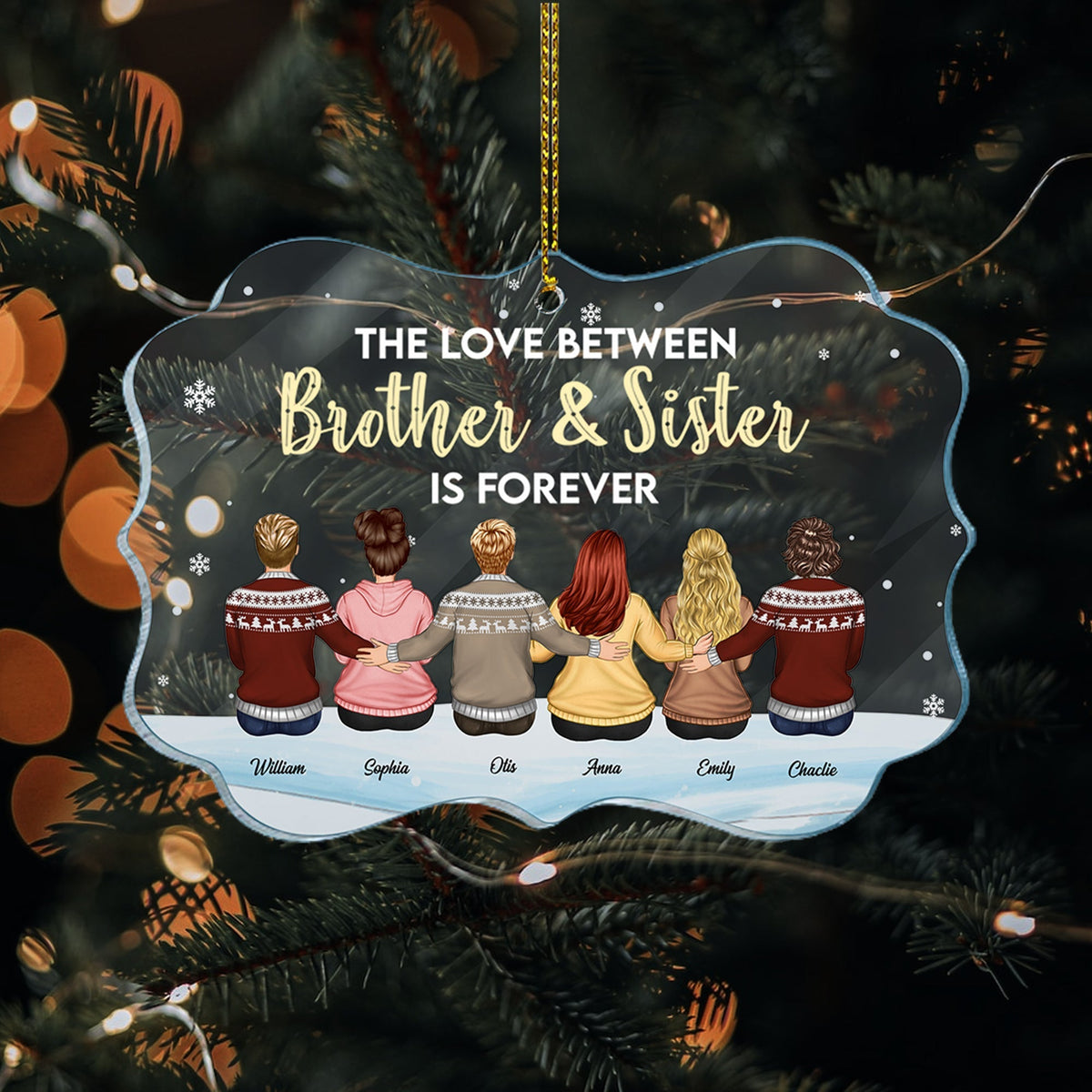 Blisscorners Brother and Sister Forever - Custom Appearances, Quote And Names Christmas Gift - Personalized Acrylic Ornament2D Flat LM2111