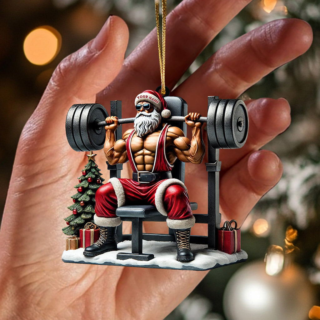 Blisscorners Santa Muscle Weightlifting Christmas Ornament, Personalized Ornament2D Flat LM2211