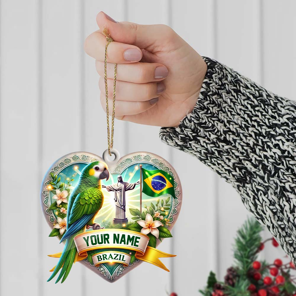 Blisscorners Custom Name Brazil Ornament, Christmas Gift for Brazil Lover2D Flat LM2211