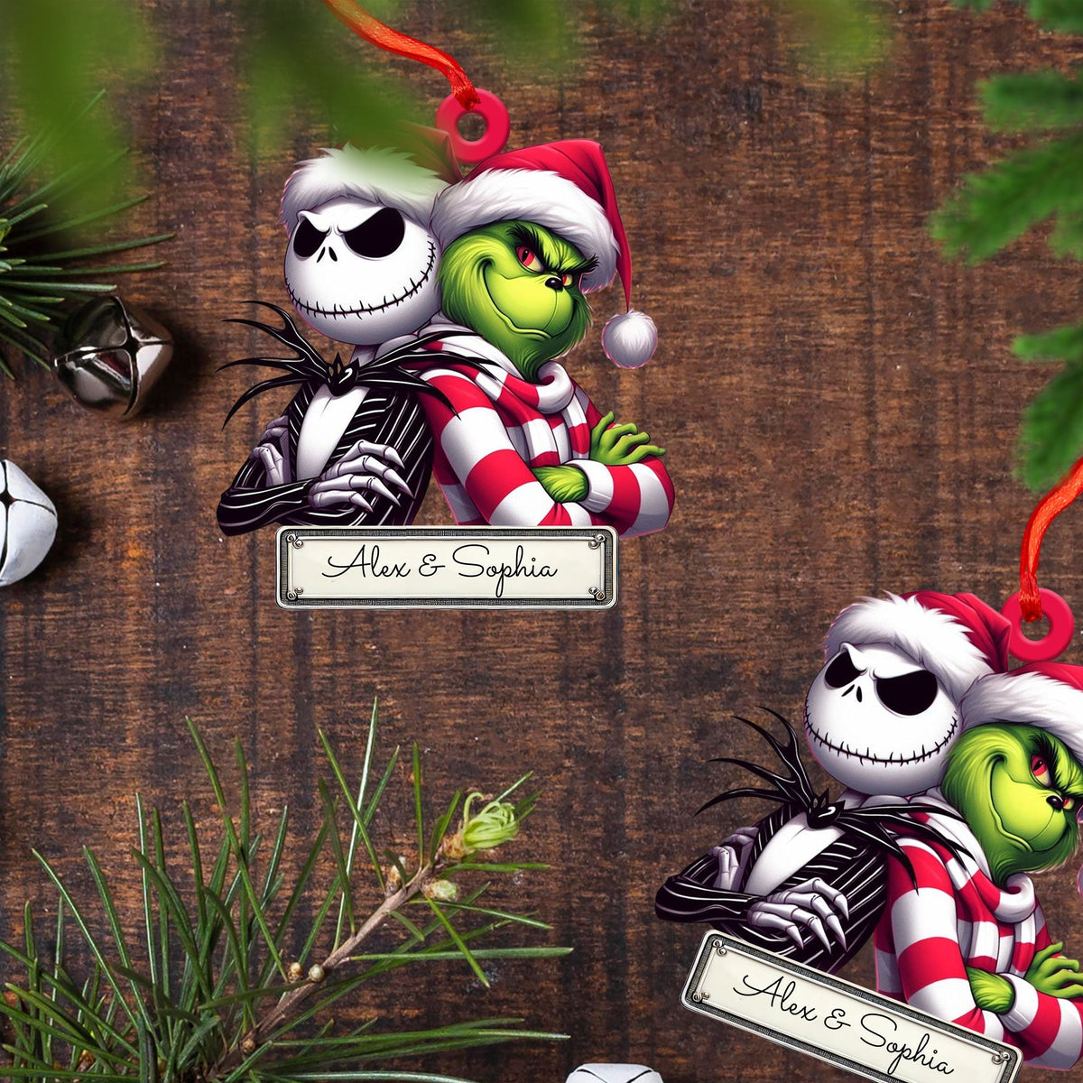 Blisscorners Custom Ornament, Couple ELF Ornament, Christmas Decor2D Flat LM2211
