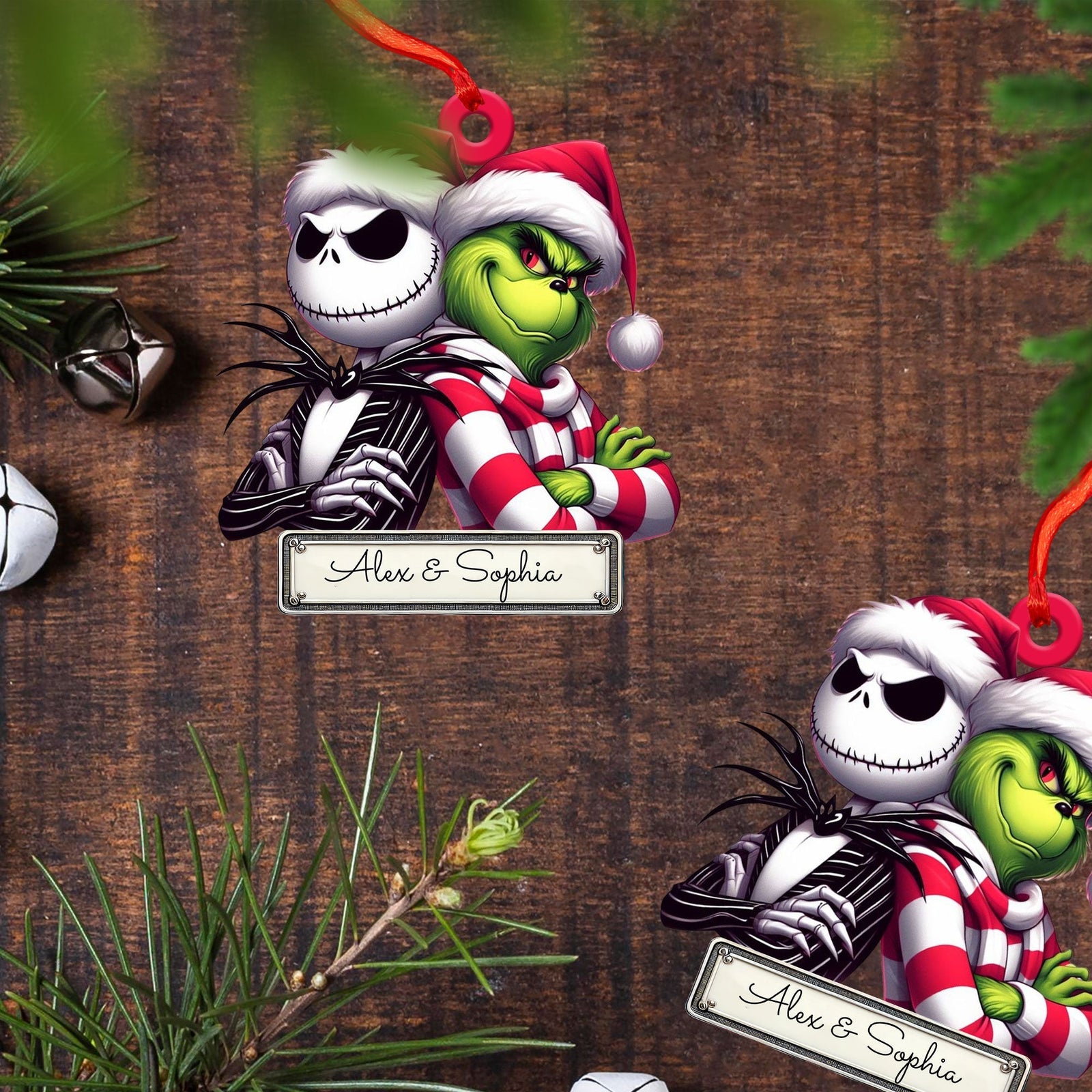 Blisscorners Custom Ornament, Couple ELF Ornament, Christmas Decor2D Flat LM2211