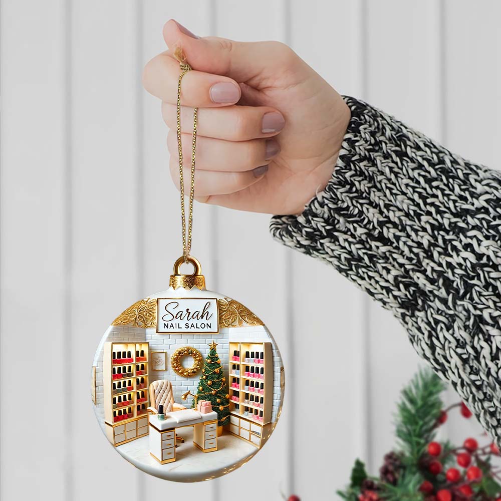 Blisscorners Custom Name Nail Salon Ornament, Nail Salon Christmas Decoration2D Flat LM2111