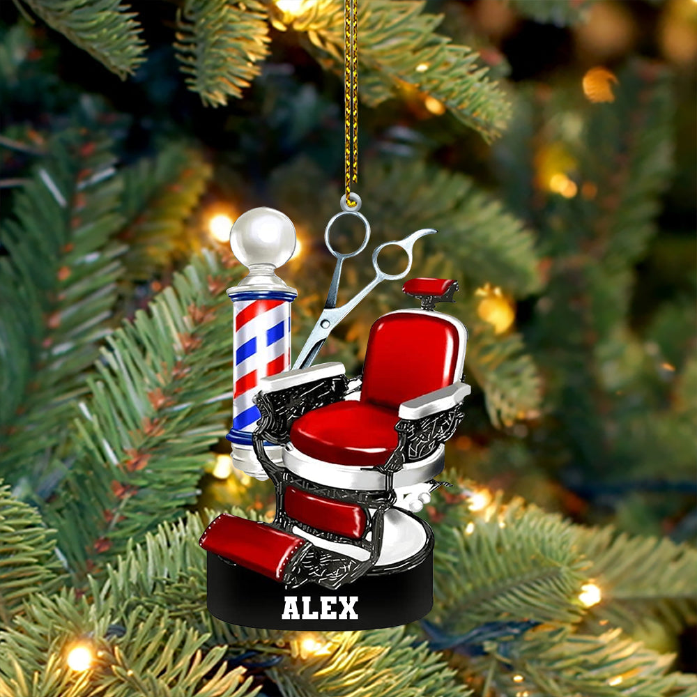Blisscorners Custom Barber Chair Ornament, Personalized Ornament2D Flat LM2211