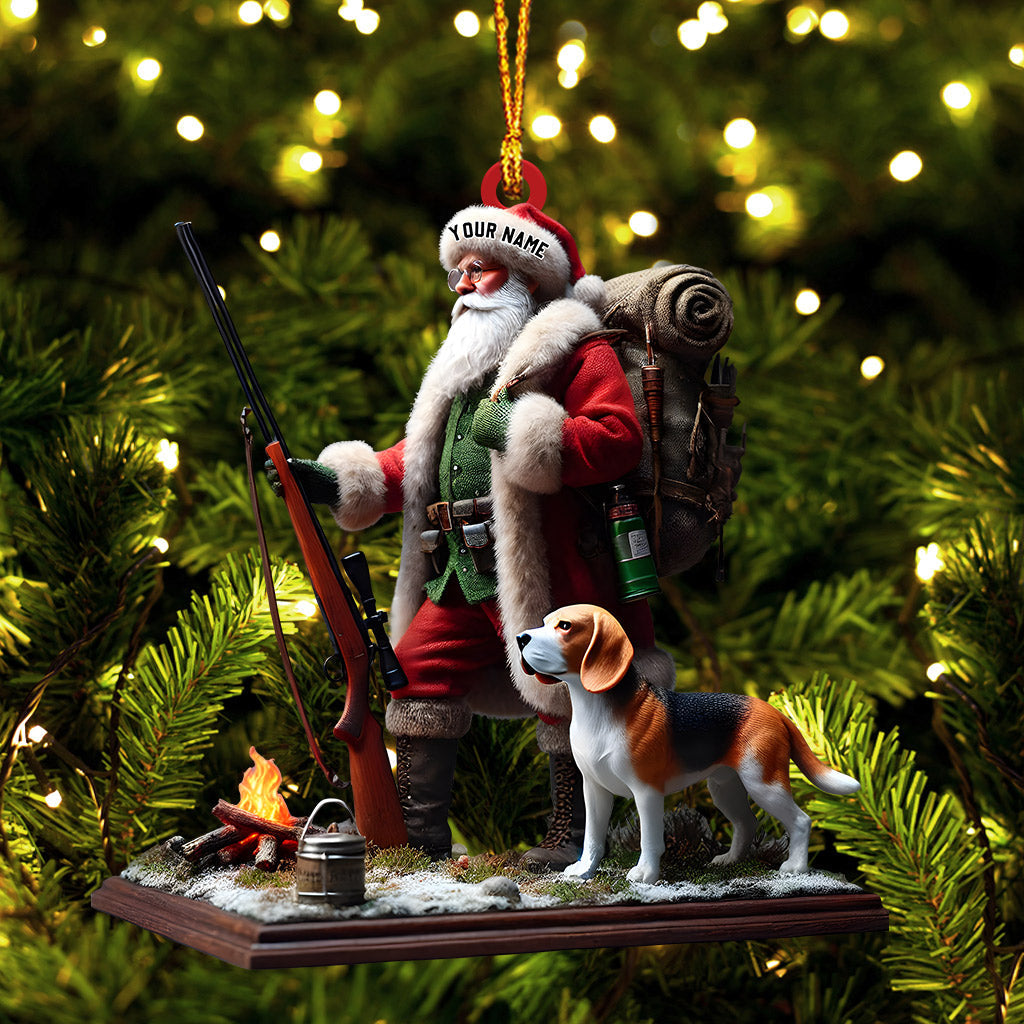 Blisscorners Santa And Dog Christmas Ornament, Personalized Ornament2D Flat LM2211