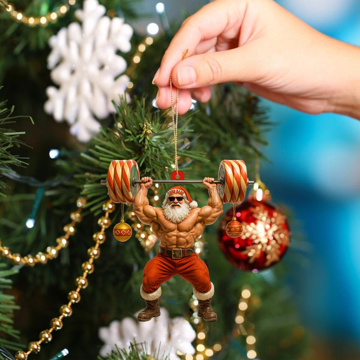 Blisscorners Weightlifting Santa, Home Decor, Christmas Ornament2D Flat LM2111