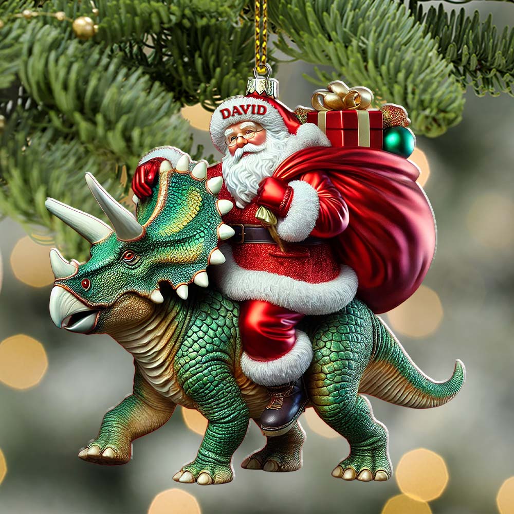 Blisscorners Custom Name Dragon Santa Ornament, Dinosaur Ornament, Dragon Lover Christmas Gift2D Flat LM2111