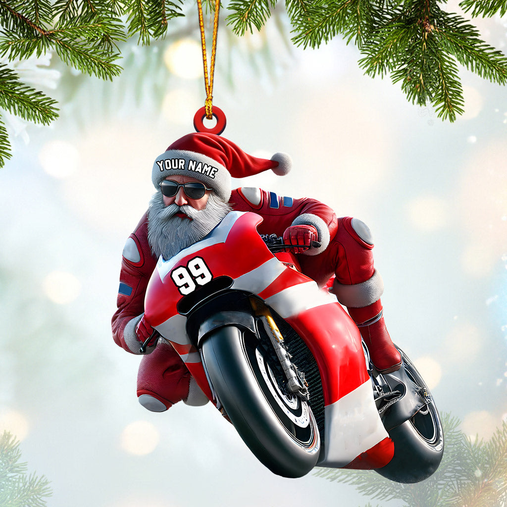 Blisscorners Santa Motobike Christmas Ornament, Personalized Ornament2D Flat LM2211