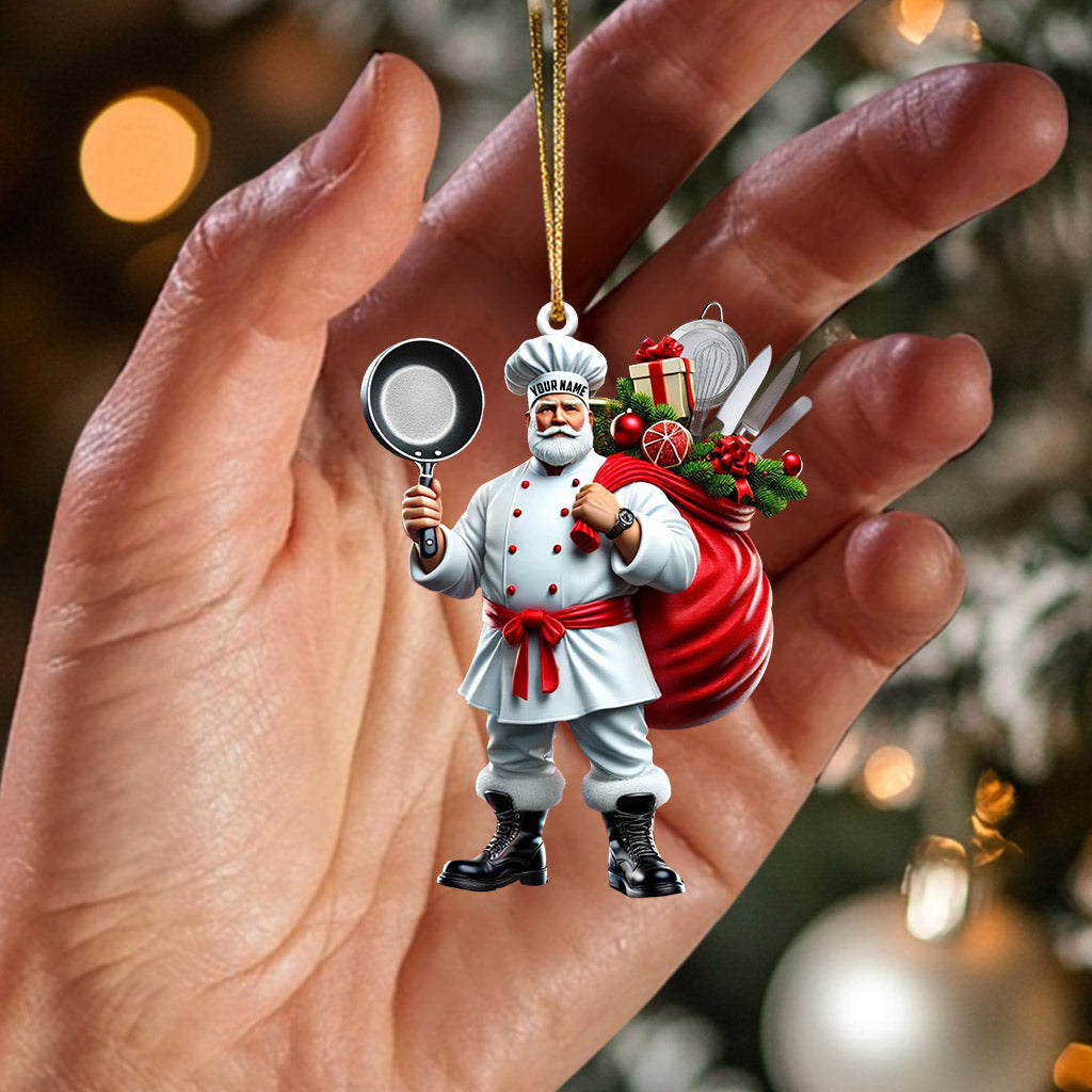 Blisscorners The Chef Santa Coming Christmas Ornament, Personalized Ornament2D Flat LM2211