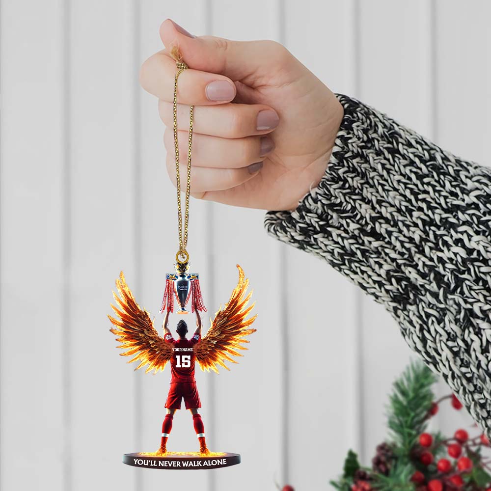 Blisscorners Custom Name and Number Football Champion Memorial Ornament, Christmas Gift2D Flat LM2111