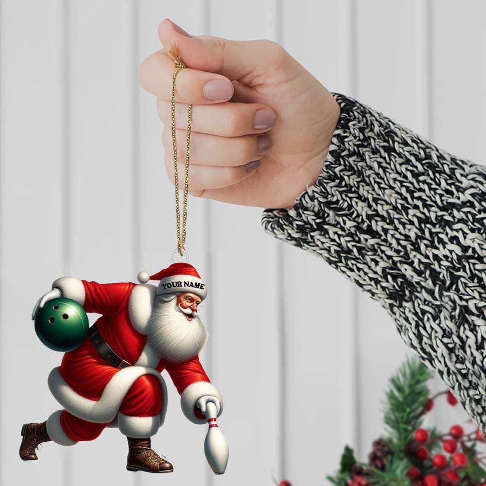 Blisscorners Custom Name Bowling Santa Ornament, Bowling Lover Christmas Gift2D Flat LM2211