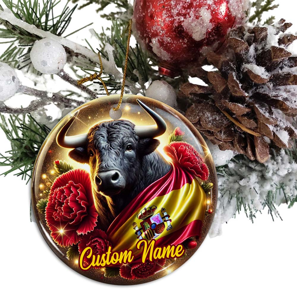 Blisscorners Custom Name Spain Ornament, Christmas Gift for Spain Lover2D Flat LM2211