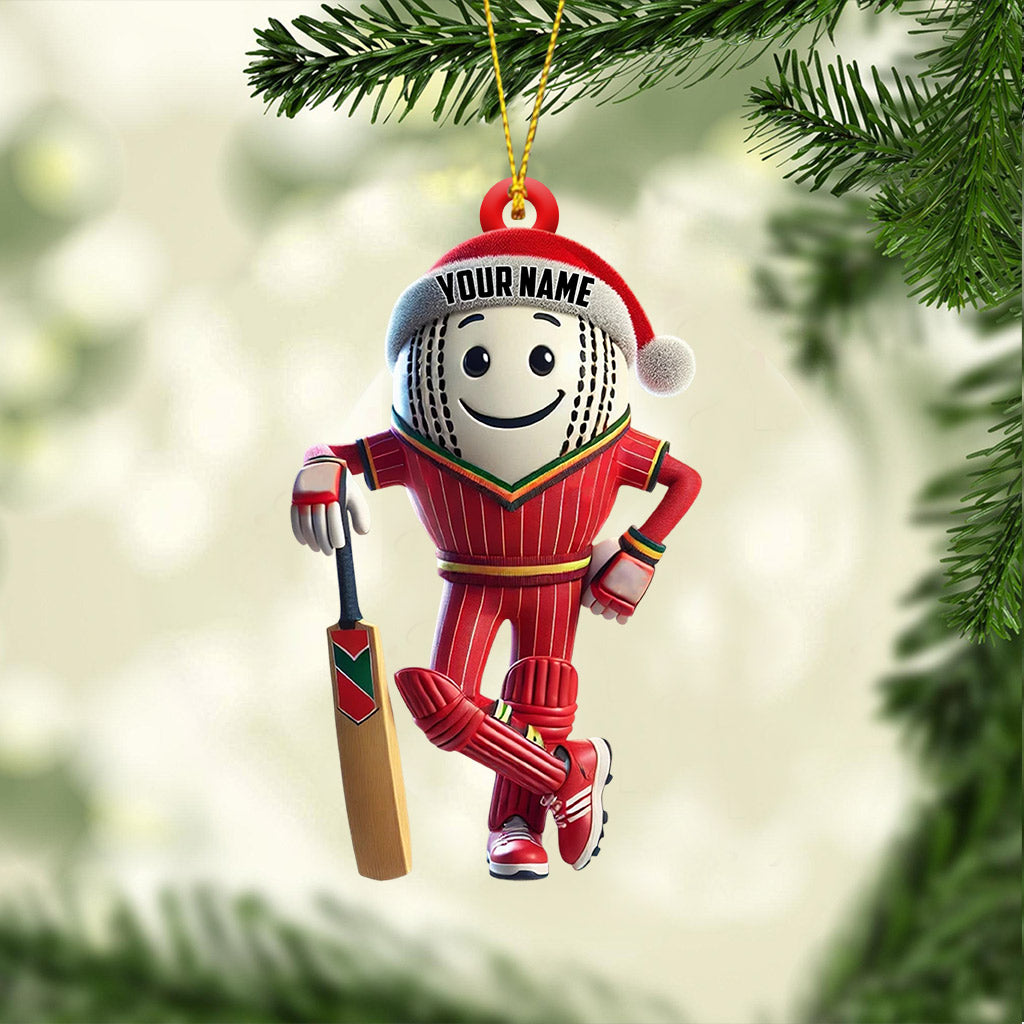 Blisscorners Cricket Ball Player Christmas Ornament, Personalized Ornament2D Flat LM2211