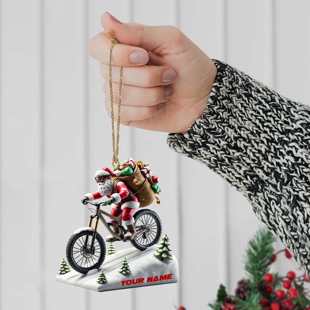 Blisscorners Santa Bike Ornament, Personalized Ornament2D Flat LM2211