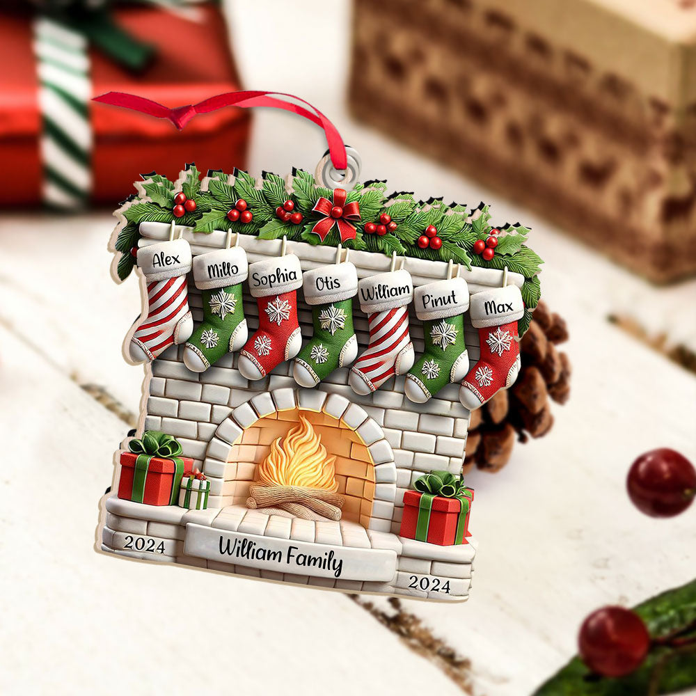 Blisscorners Custom Name Ornament, Christmas Stock Family2D Flat LM2211